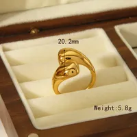 Basic Commute Solid Color 304 Stainless Steel 14K Gold Plated Open Rings In Bulk main image 3