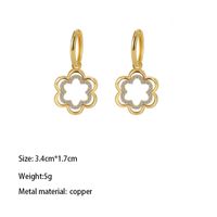 1 Pair Elegant Lady Pentagram Round Inlay Copper Brass Pearl Gold Plated Drop Earrings Ear Studs main image 2