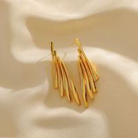 1 Pair Elegant Lady Simple Style Lines Copper 18K Gold Plated Drop Earrings main image 3
