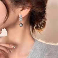 1 Pair Simple Style Classic Style Solid Color Inlay Zinc Alloy Zircon Drop Earrings main image 3