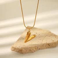 304 Stainless Steel 18K Gold Plated Pastoral Simple Style Classic Style Plating Letter Water Ripples Vegetable Pendant Necklace main image 8