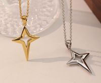304 Stainless Steel Titanium Steel 18K Gold Plated Elegant Simple Style Plating Solid Color Pendant Necklace main image 6