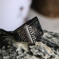 Casual Retro Classic Style Printing 304 Stainless Steel Polishing Men's Rings main image 5