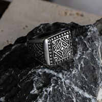 Casual Retro Classic Style Printing 304 Stainless Steel Polishing Men's Rings main image 3