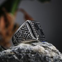 Casual Retro Classic Style Printing 304 Stainless Steel Polishing Men's Rings main image 1