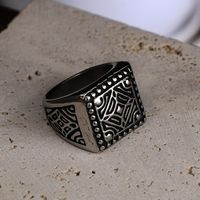 Casual Retro Classic Style Printing 304 Stainless Steel Polishing Men's Rings main image 6