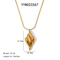 304 Stainless Steel 18K Gold Plated Pastoral Simple Style Classic Style Plating Letter Water Ripples Vegetable Pendant Necklace sku image 6