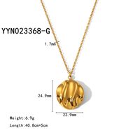 304 Stainless Steel 18K Gold Plated Pastoral Simple Style Classic Style Plating Letter Water Ripples Vegetable Pendant Necklace sku image 4