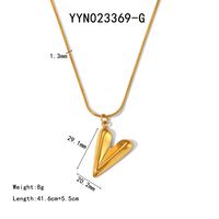 304 Stainless Steel 18K Gold Plated Pastoral Simple Style Classic Style Plating Letter Water Ripples Vegetable Pendant Necklace sku image 7