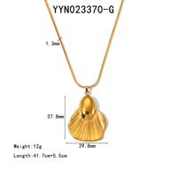 304 Stainless Steel 18K Gold Plated Pastoral Simple Style Classic Style Plating Letter Water Ripples Vegetable Pendant Necklace sku image 5