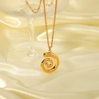 304 Stainless Steel 18K Gold Plated Basic Modern Style Classic Style Polishing Plating Asymmetrical Spiral Stripe Earrings Necklace main image 4