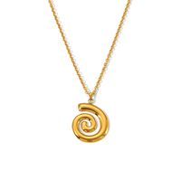 304 Stainless Steel 18K Gold Plated Basic Modern Style Classic Style Polishing Plating Asymmetrical Spiral Stripe Earrings Necklace main image 7