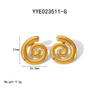 304 Stainless Steel 18K Gold Plated Basic Modern Style Classic Style Polishing Plating Asymmetrical Spiral Stripe Earrings Necklace sku image 2