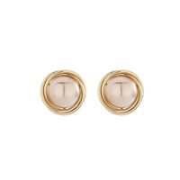 1 Pair Elegant Modern Style Classic Style Solid Color Plating Inlay Copper Artificial Pearls 14K Gold Plated Ear Studs main image 4