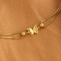Streetwear Shiny Butterfly Titanium Steel Layered 18K Gold Plated Women's Anklet main image 5