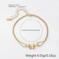 Streetwear Shiny Butterfly Titanium Steel Layered 18K Gold Plated Women's Anklet main image 7