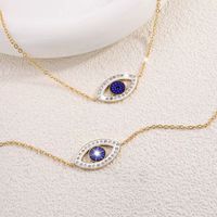 304 Stainless Steel 18K Gold Plated Basic Simple Style Classic Style Inlay Devil's Eye Rhinestones Bracelets Necklace main image 3