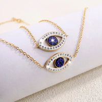 304 Stainless Steel 18K Gold Plated Basic Simple Style Classic Style Inlay Devil's Eye Rhinestones Bracelets Necklace main image 7