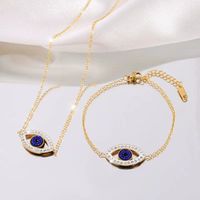 304 Stainless Steel 18K Gold Plated Basic Simple Style Classic Style Inlay Devil's Eye Rhinestones Bracelets Necklace main image 6