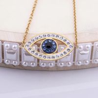 304 Stainless Steel 18K Gold Plated Basic Simple Style Classic Style Inlay Devil's Eye Rhinestones Bracelets Necklace sku image 2