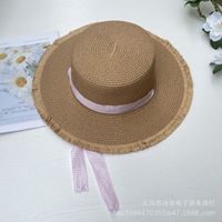 Women's Pastoral Simple Style Solid Color Bowknot Big Eaves Straw Hat sku image 23
