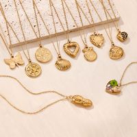 304 Stainless Steel 18K Gold Plated Hawaiian Vacation Tropical Plating Animal Heart Shape Shell Pendant Necklace main image 1