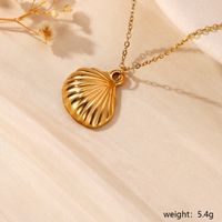 304 Stainless Steel 18K Gold Plated Hawaiian Vacation Tropical Plating Animal Heart Shape Shell Pendant Necklace main image 4