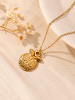 304 Stainless Steel 18K Gold Plated Hawaiian Vacation Tropical Plating Animal Heart Shape Shell Pendant Necklace sku image 1
