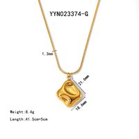 304 Stainless Steel 18K Gold Plated Basic Modern Style Polishing Plating Geometric Solid Color Pendant Necklace sku image 7