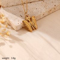 304 Stainless Steel 18K Gold Plated Hawaiian Marine Style Beach Plating Animal Moon Butterfly Pendant Necklace main image 8