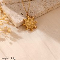 304 Stainless Steel 18K Gold Plated Hawaiian Marine Style Beach Plating Animal Moon Butterfly Pendant Necklace main image 3