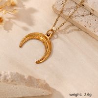 304 Stainless Steel 18K Gold Plated Hawaiian Marine Style Beach Plating Animal Moon Butterfly Pendant Necklace main image 5