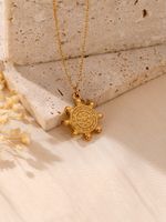 304 Stainless Steel 18K Gold Plated Hawaiian Marine Style Beach Plating Animal Moon Butterfly Pendant Necklace sku image 7