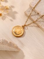 304 Stainless Steel 18K Gold Plated Hawaiian Marine Style Beach Plating Animal Moon Butterfly Pendant Necklace sku image 2