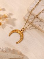 304 Stainless Steel 18K Gold Plated Hawaiian Marine Style Beach Plating Animal Moon Butterfly Pendant Necklace sku image 4