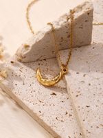 304 Stainless Steel 18K Gold Plated Hawaiian Marine Style Beach Plating Animal Moon Butterfly Pendant Necklace sku image 5