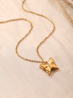 Edelstahl 304 18 Karat Vergoldet Hawaiisch Marine-Stil Strand Überzug Tier Mond Schmetterling Halskette Mit Anhänger sku image 11