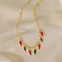 Wholesale IG Style Bohemian Modern Style Chili Copper 14K Gold Plated Pendant Necklace main image 3