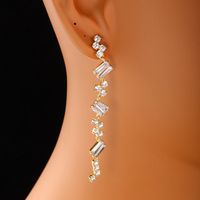 1 Pair Basic Modern Style Classic Style Geometric Tassel Flower Plating Inlay Copper Artificial Gemstones 14K Gold Plated Drop Earrings main image 7