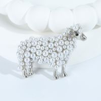IG Style Cute Sheep Alloy Inlay Rhinestones Pearl Women's Brooches 1 Piece main image 3