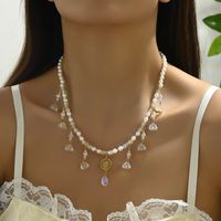 Elegant Lady Streetwear Tassel Flower Artificial Pearl Alloy Inlay Artificial Crystal Women's Pendant Necklace sku image 1