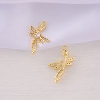 1 Piece 17*24mm Copper Zircon 18K Gold Plated Rose Dragonfly Polished Pendant main image 3