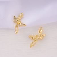 1 Piece 17*24mm Copper Zircon 18K Gold Plated Rose Dragonfly Polished Pendant main image 5