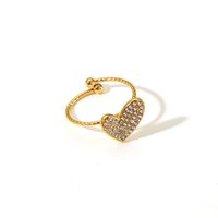 304 Stainless Steel 18K Gold Plated Basic Modern Style Classic Style Inlay Heart Shape Rhinestones Rings Earrings Necklace main image 4