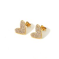 304 Stainless Steel 18K Gold Plated Basic Modern Style Classic Style Inlay Heart Shape Rhinestones Rings Earrings Necklace main image 5