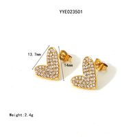 304 Stainless Steel 18K Gold Plated Basic Modern Style Classic Style Inlay Heart Shape Rhinestones Rings Earrings Necklace main image 2