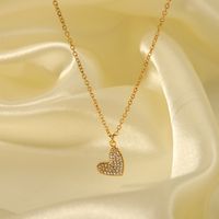 304 Stainless Steel 18K Gold Plated Basic Modern Style Classic Style Inlay Heart Shape Rhinestones Rings Earrings Necklace main image 9
