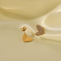 304 Stainless Steel 18K Gold Plated Basic Modern Style Classic Style Inlay Heart Shape Rhinestones Rings Earrings Necklace main image 7