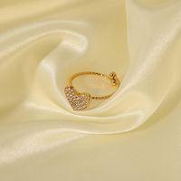 304 Stainless Steel 18K Gold Plated Basic Modern Style Classic Style Inlay Heart Shape Rhinestones Rings Earrings Necklace main image 8