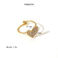 304 Stainless Steel 18K Gold Plated Basic Modern Style Classic Style Inlay Heart Shape Rhinestones Rings Earrings Necklace sku image 1